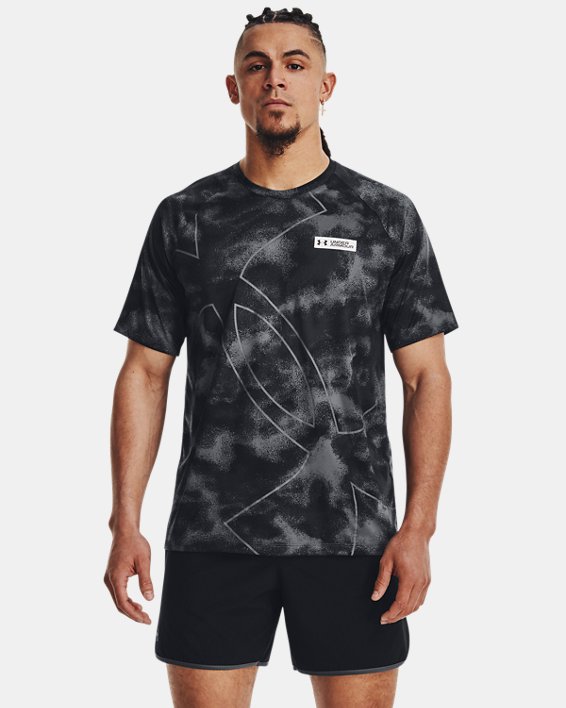 Men's UA Tech™ Printed Short Sleeve in Black image number 0
